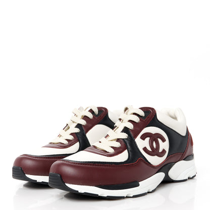Chanel Calfskin CC Sneakers 37.5 Brown White Black 3 of 9