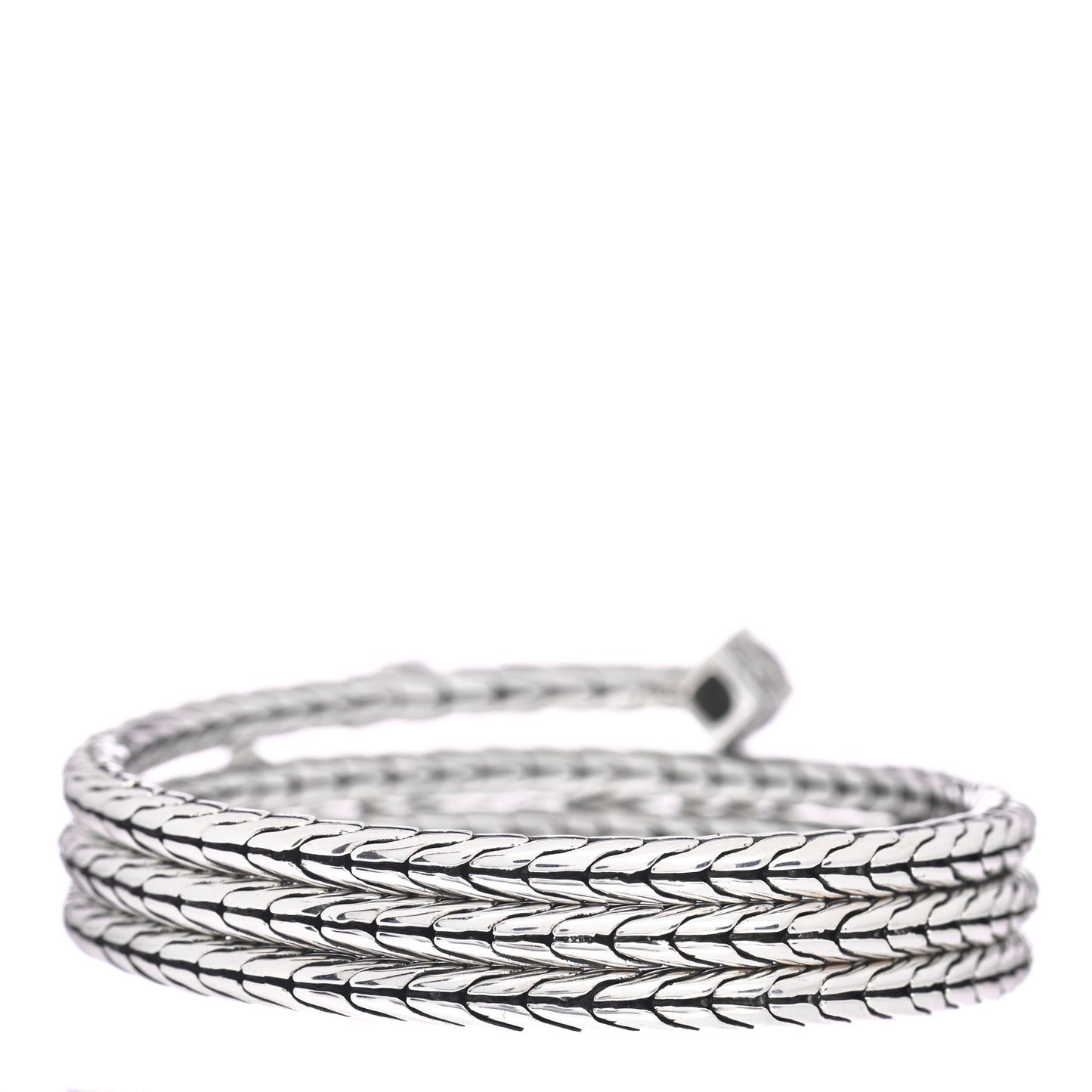 Sterling Silver Blue Topaz Hematite Classic Chain Coil Bracelet