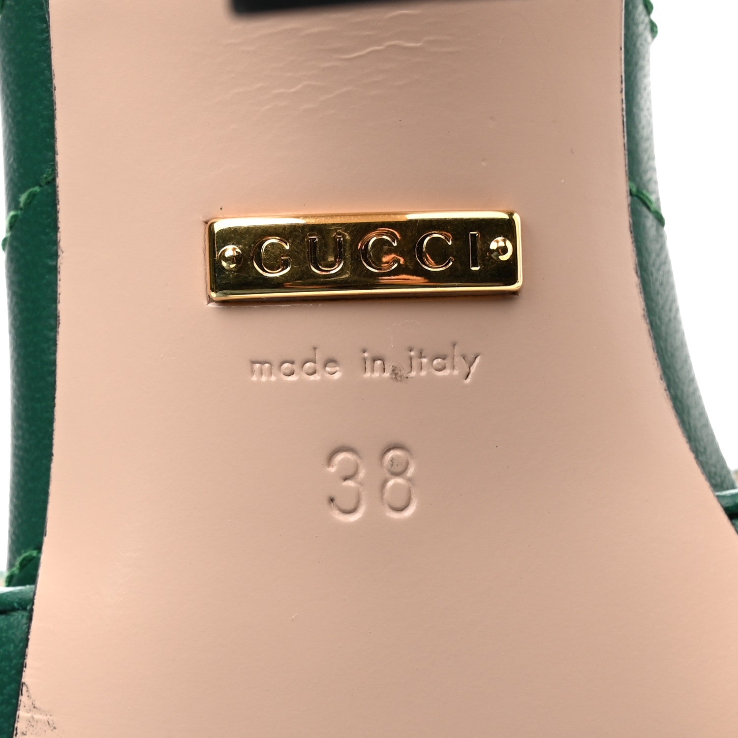 Gucci Nappa Matelasse GG Marmont 75mm Slide Sandals 38 Emerald 6 of 10