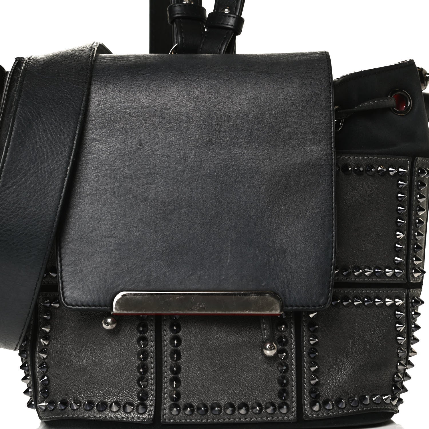 Christian Louboutin Metallic Sheepskin Spikes Lucky L Convertible Backpack Black 7 of 18