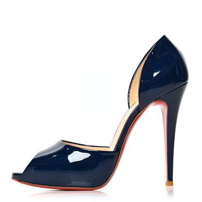Christian Louboutin Patent Madame Claude 120 Peep Toe Pumps 40 Blue 1 of 7