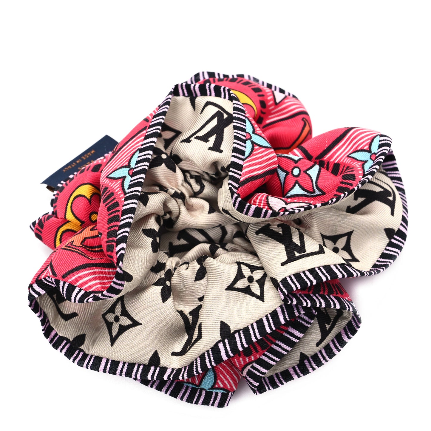 Monogram Tiles Silk Scrunchie Multicolor