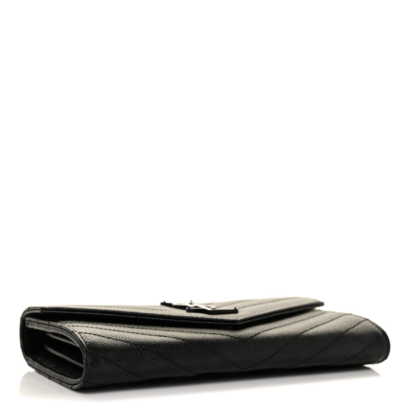 Grain De Poudre Matelasse Chevron Monogram Flap Wallet Black