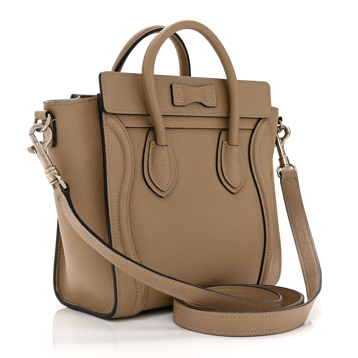 Celine Drummed Calfskin Nano Luggage Dune 3 of 13