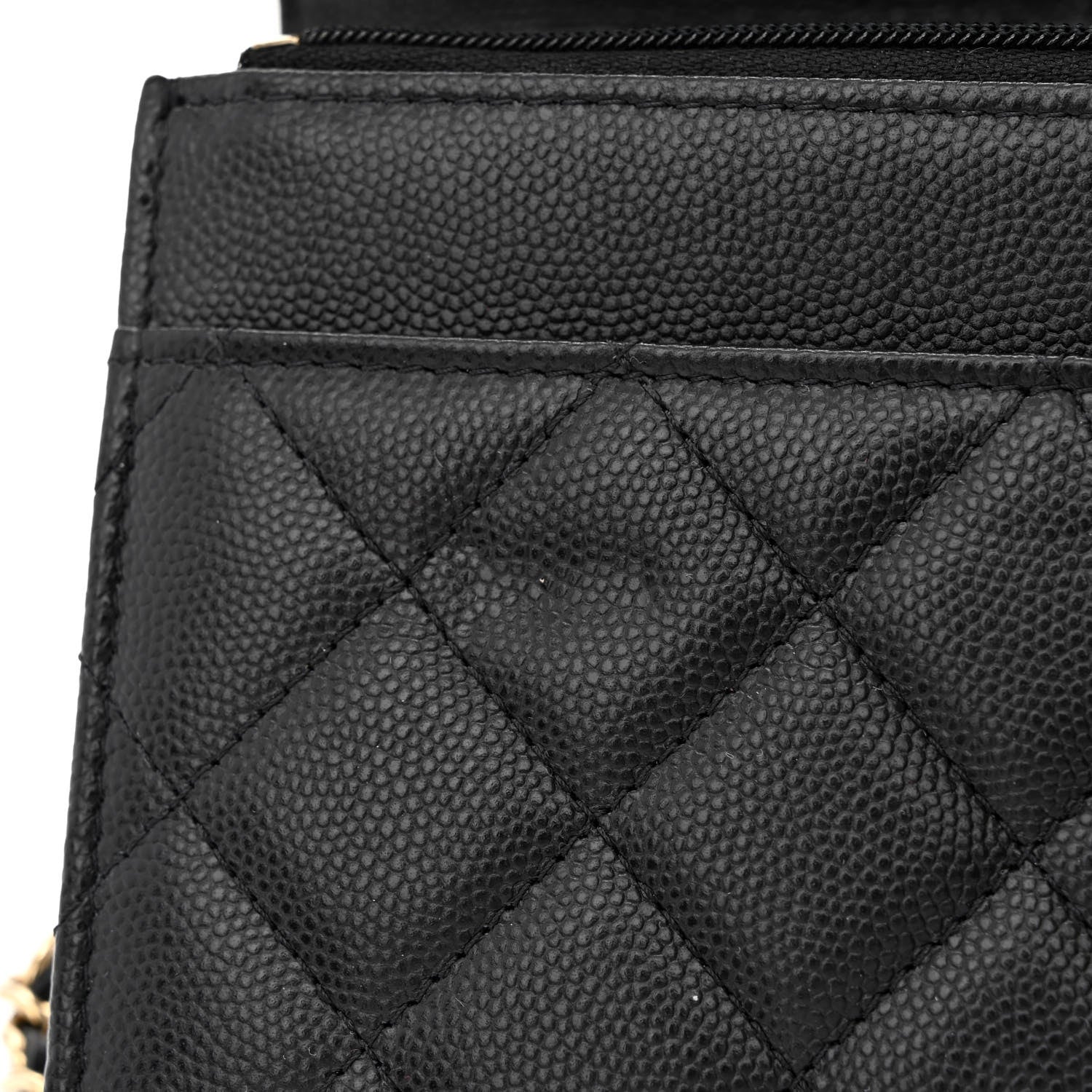 Chanel Caviar Quilted Perforated Metal CC Wallet On Chain WOC Black 12 of 13