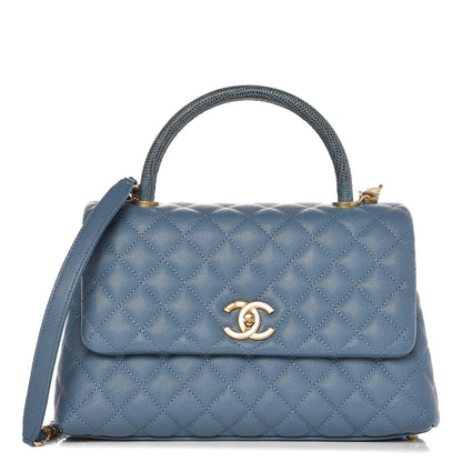 Chanel Caviar Lizard Quilted Small Coco Handle Flap Blue 1 of 9
