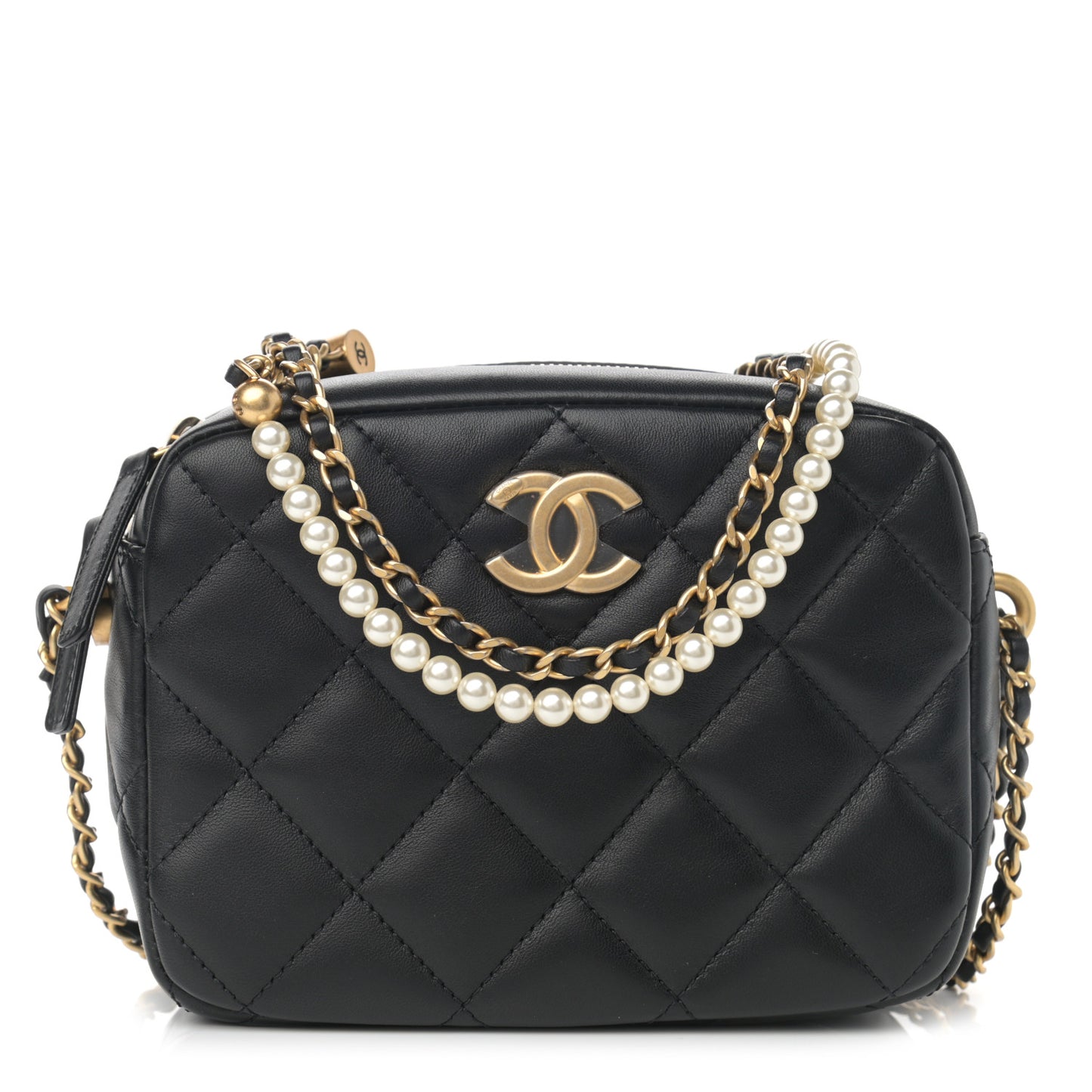Lambskin Quilted Mini My Perfect Camera Case Black