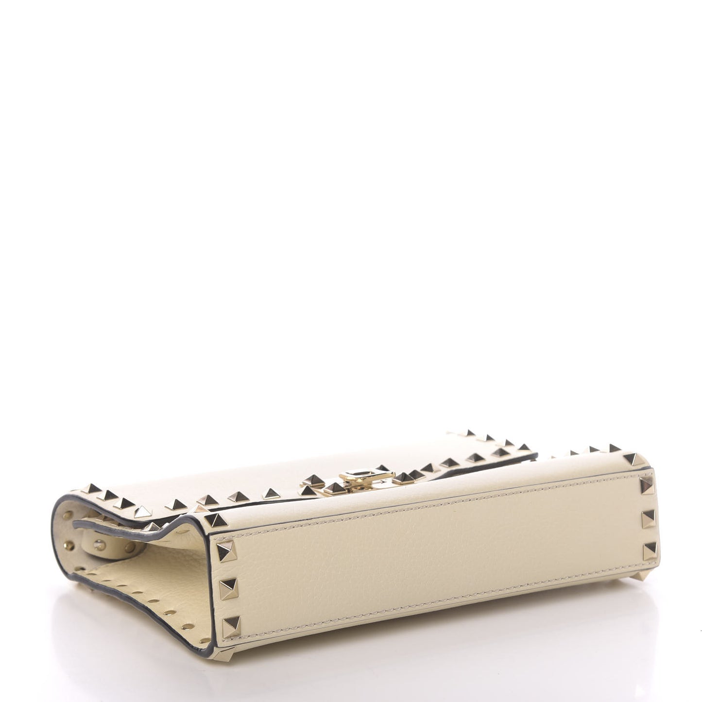 Pebbled Calfskin Medium Rockstud Flip Lock Crossbody Bag Light Ivory