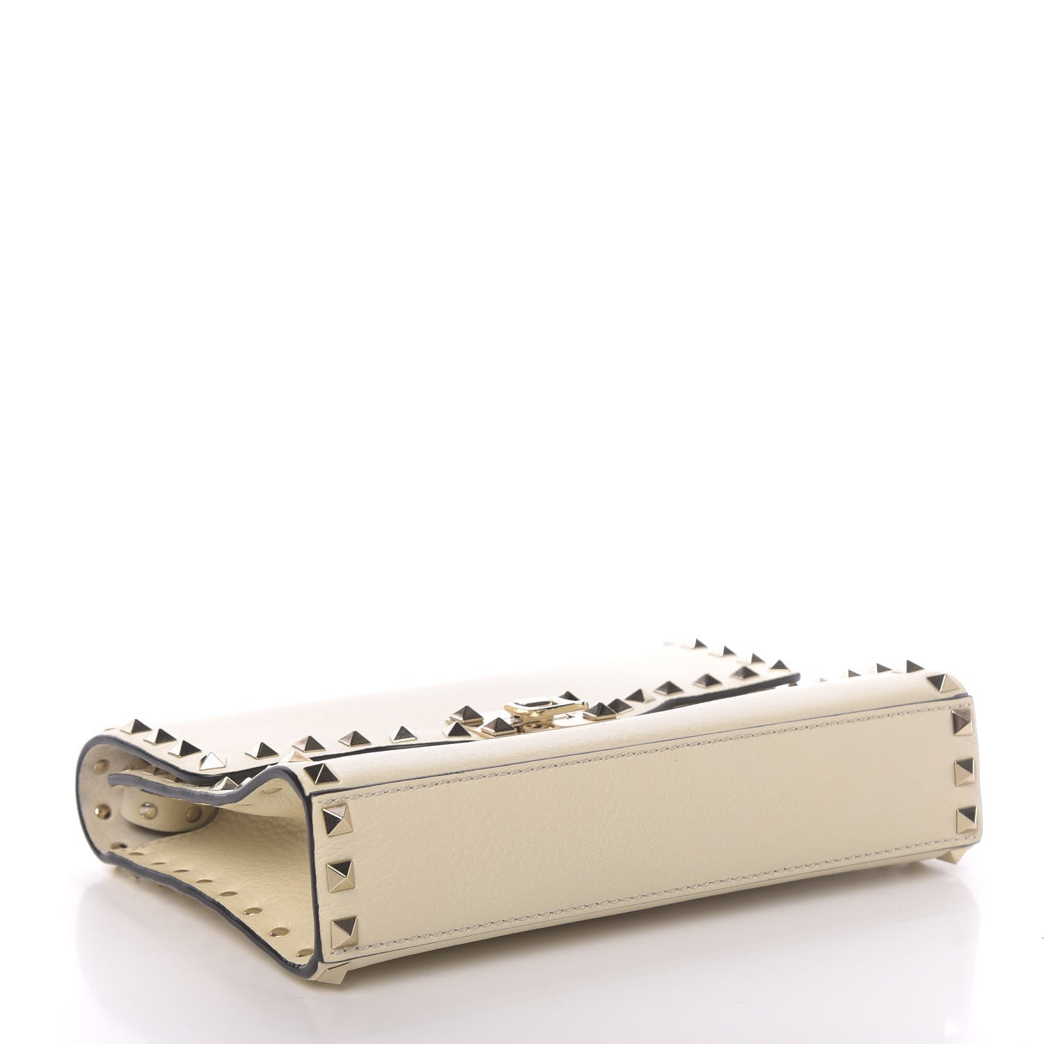 Valentino Garavani Pebbled Calfskin Medium Rockstud Flip Lock Crossbody Bag Light Ivory 4 of 10