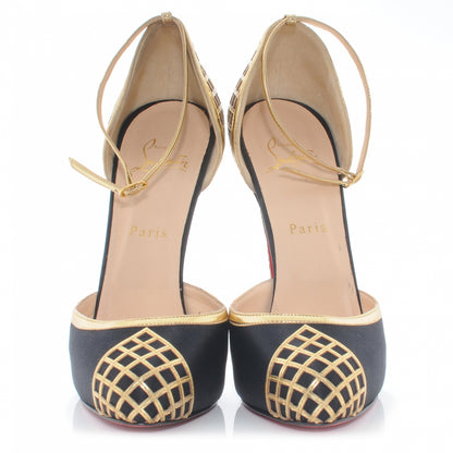 Christian Louboutin Satin d'Orsay Annees Folles 140 Heels 39 Black Gold 3 of 6
