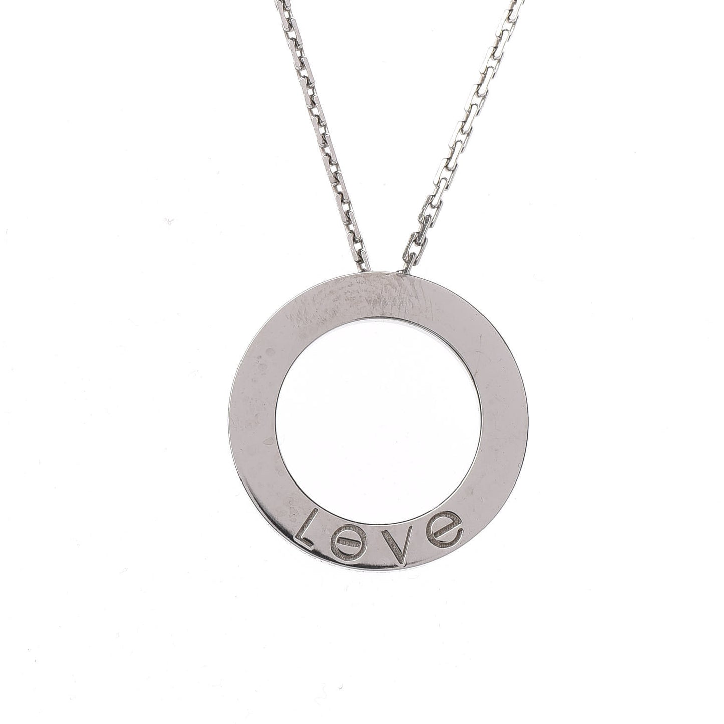 18K White Gold 3 Diamonds LOVE Pendant Necklace