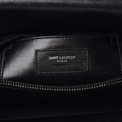 Saint Laurent Sheepskin Matelasse Chevron Monogram Large College Satchel Black 6 of 11