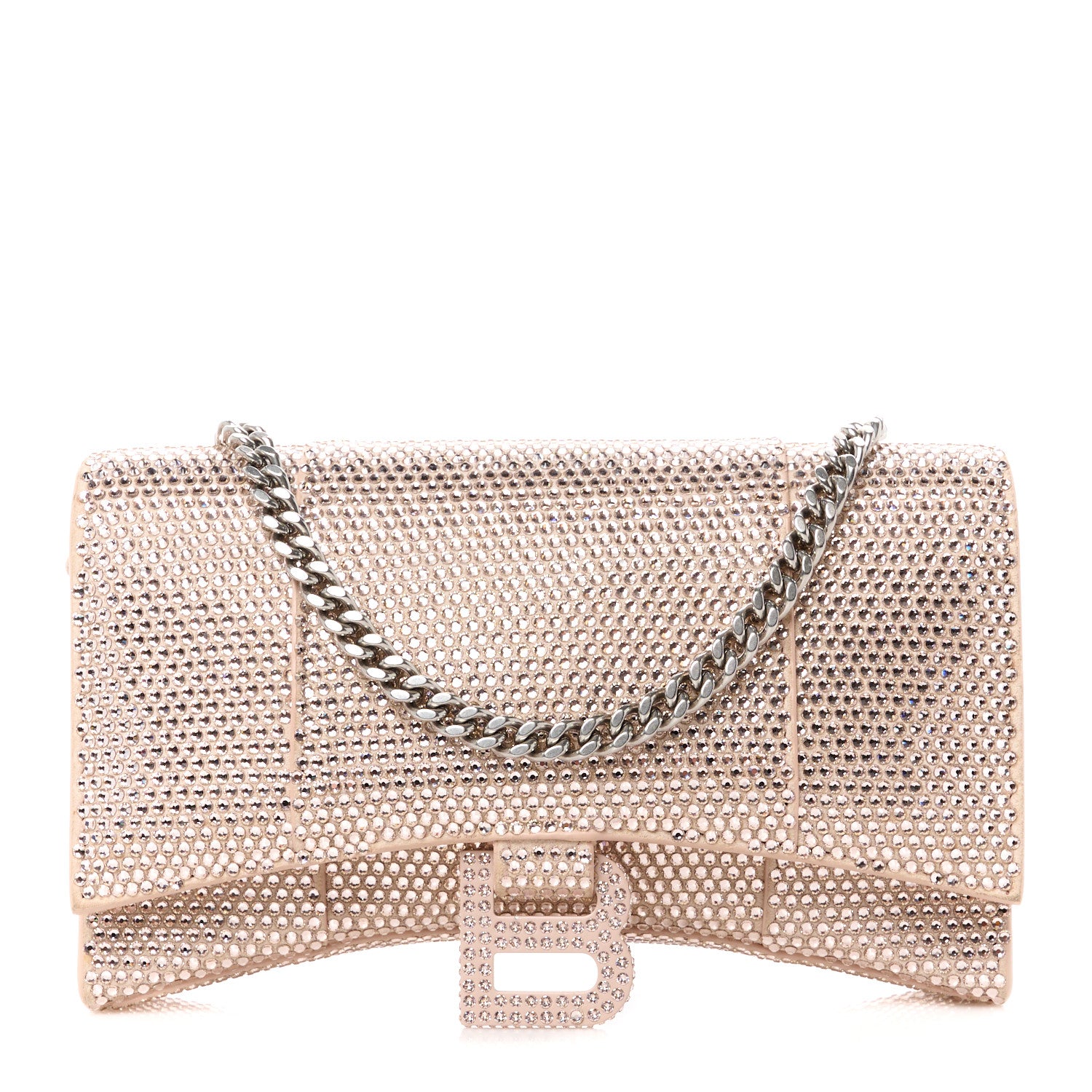Balenciaga Strass Suede Crystal Hourglass Chain Bag Rose Gold 1 of 11