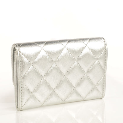Chanel Lambskin Quilted CC Card Holder Silver 3 of 9