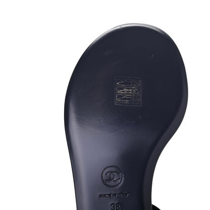 Chanel Lambskin Crystal CC Thong Sandals 38 Navy 8 of 9