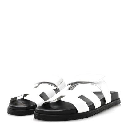 Hermes Calfskin Womens Chypre Sandals 39 White 4 of 9