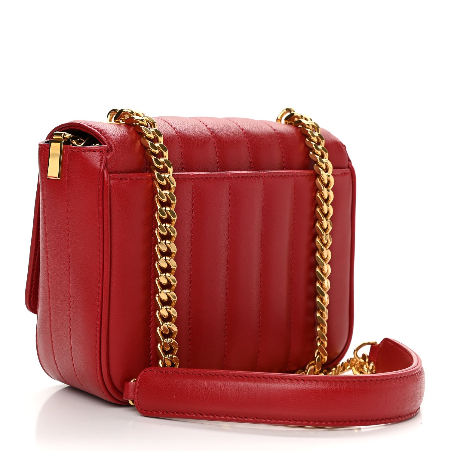 Saint Laurent Lambskin Matelasse Monogram Small Vicky Chain Bag Red 3 of 9