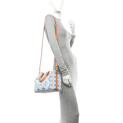 Louis Vuitton Monogram Tiles By The Pool Speedy Bandouliere 25 Lagoon Blue 2 of 13