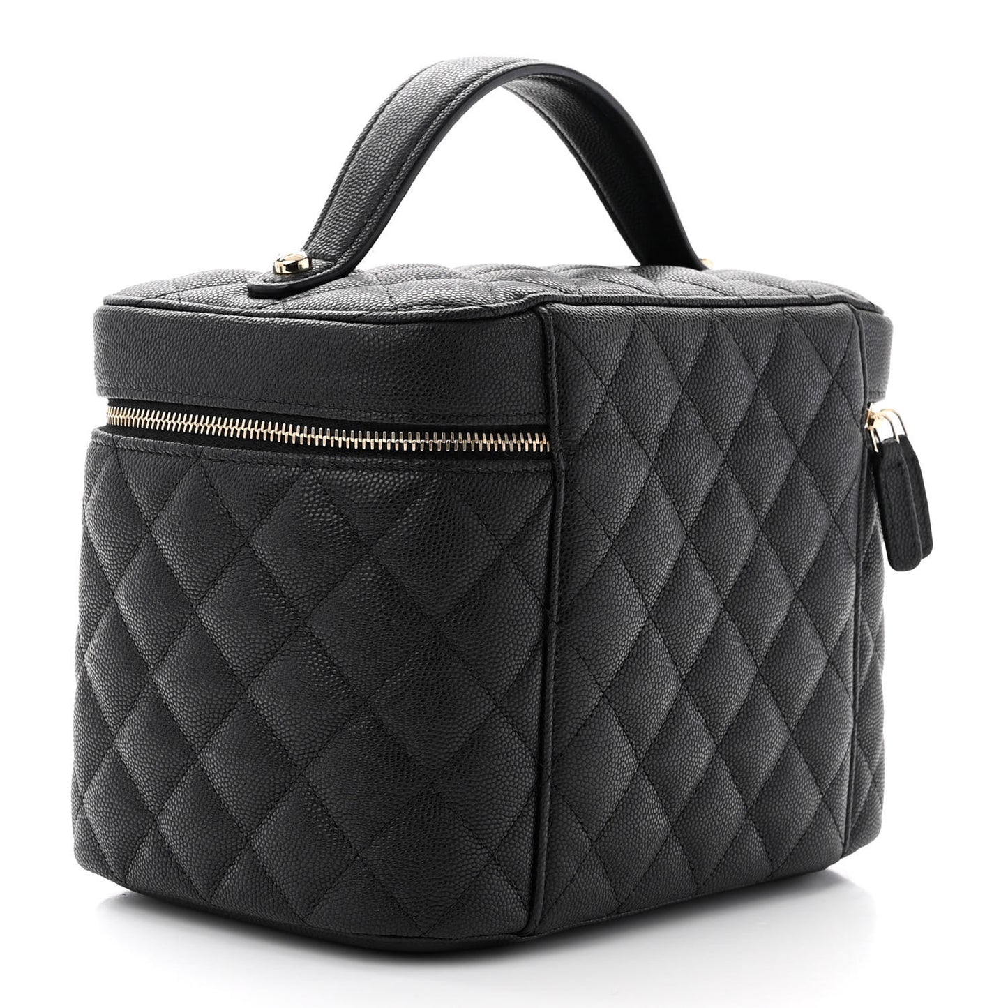 Caviar Quilted Large Vanity Pouch Black