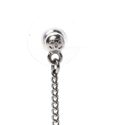 Chanel Baguette Crystal CC Drop Earrings Silver 4 of 4