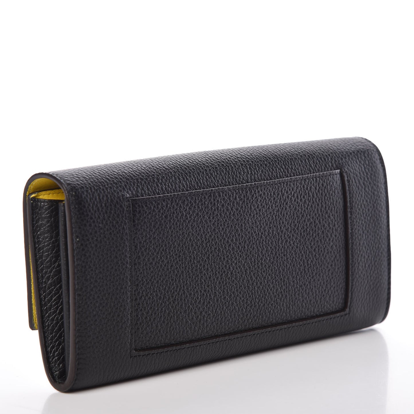 Drummed Calfskin Large Multifunction Flap Wallet Black