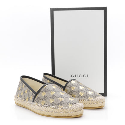 Gucci GG Supreme Monogram Bees Espadrille Flats 39 Beige Ebony Oro Black 12 of 12