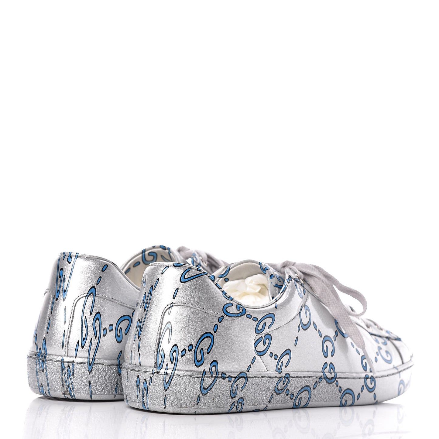 Miro Rubber Wax GucciGhost Print Mens New Ace Sneakers 9 Silver