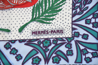 Hermes Cashmere Silk Zenobie Reine de Palmyre Shawl 140 Rouge Gris Vert 8 of 13