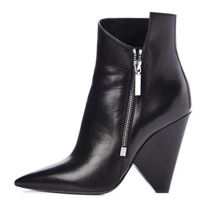 Saint Laurent Calfskin Niki 105 Wedge Booties 38.5 Black 1 of 9