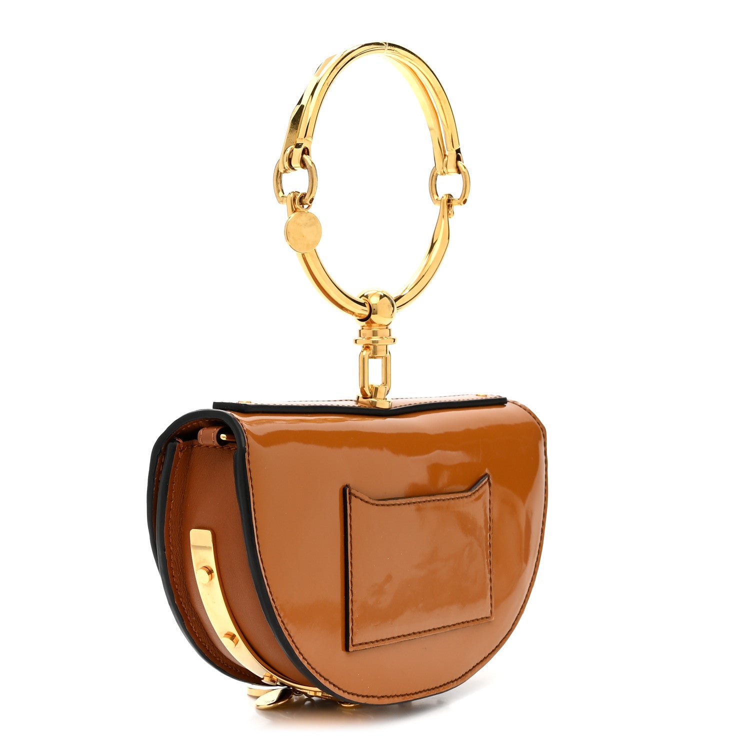 Chloe Spazzolato Sfumato Lambskin Calfskin Small Nile Bracelet Minaudiere Bag Caramel 3 of 15