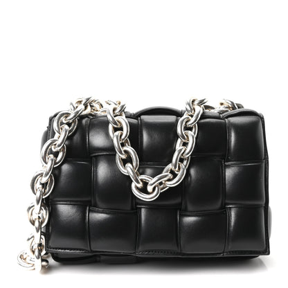 Bottega Veneta Lambskin Maxi Intreccio Padded Chain Cassette Crossbody Bag Black 1 of 9