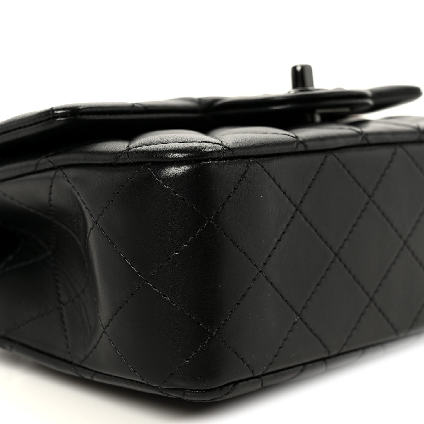 Lambskin Quilted Mini Top Handle Rectangular Flap So Black