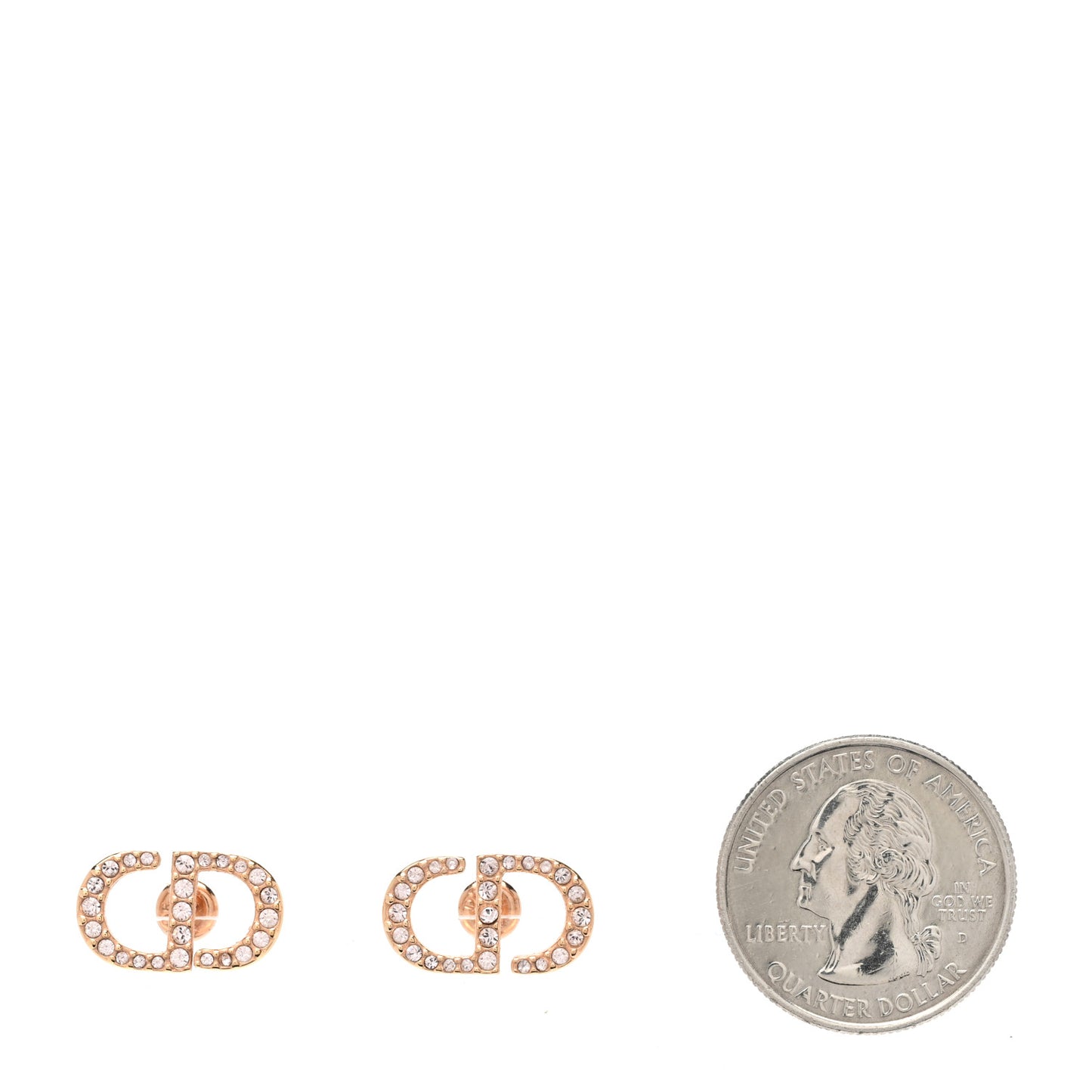 Crystal Petit CD Stud Earrings Gold
