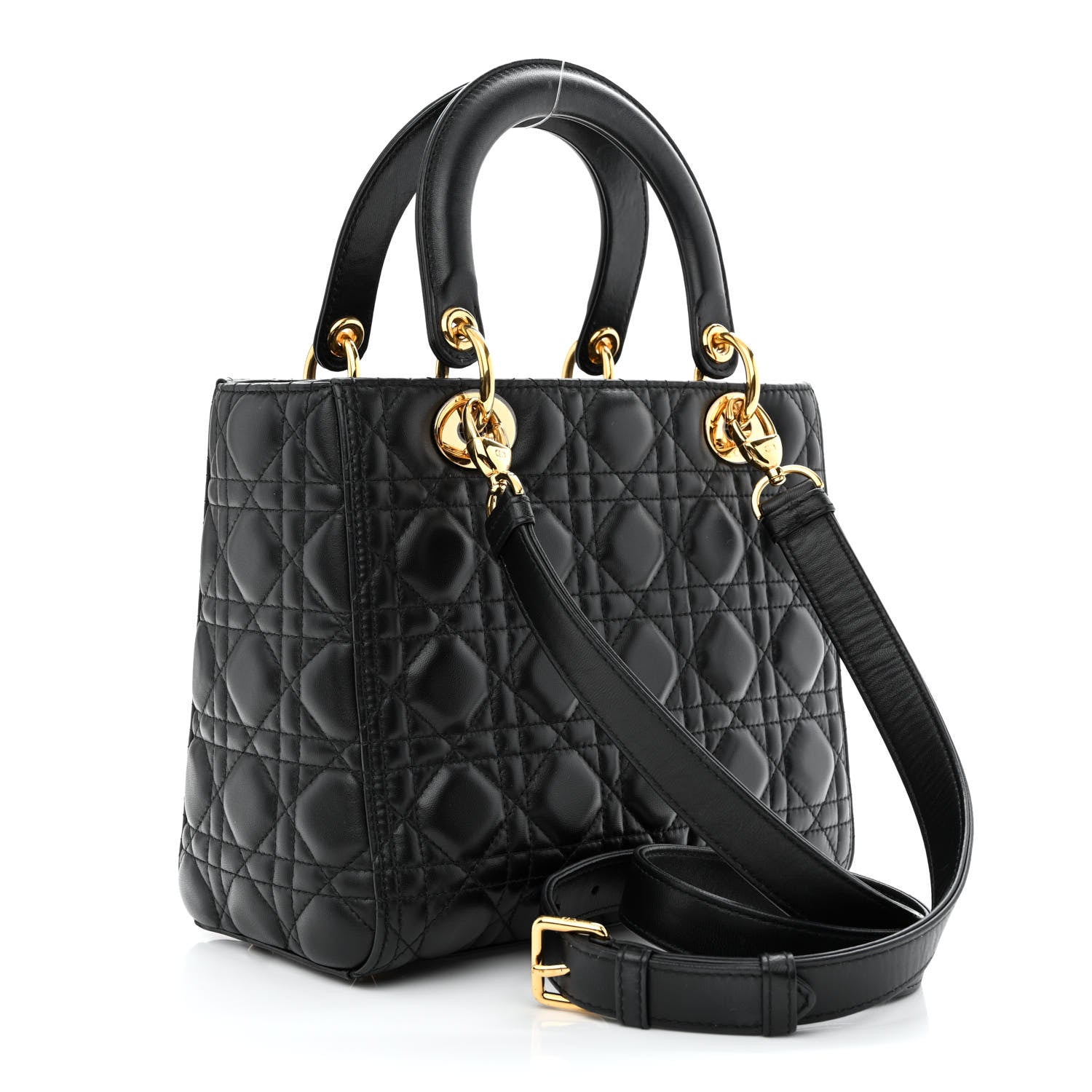 Christian Dior Lambskin Cannage Medium Lady Dior Black 3 of 10