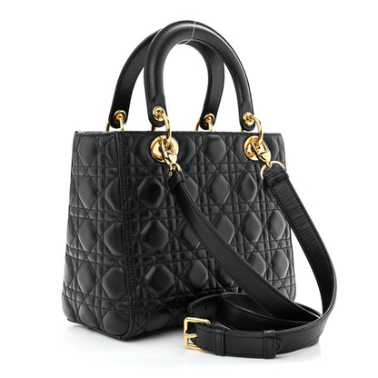 Christian Dior Lambskin Cannage Medium Lady Dior Black 3 of 10