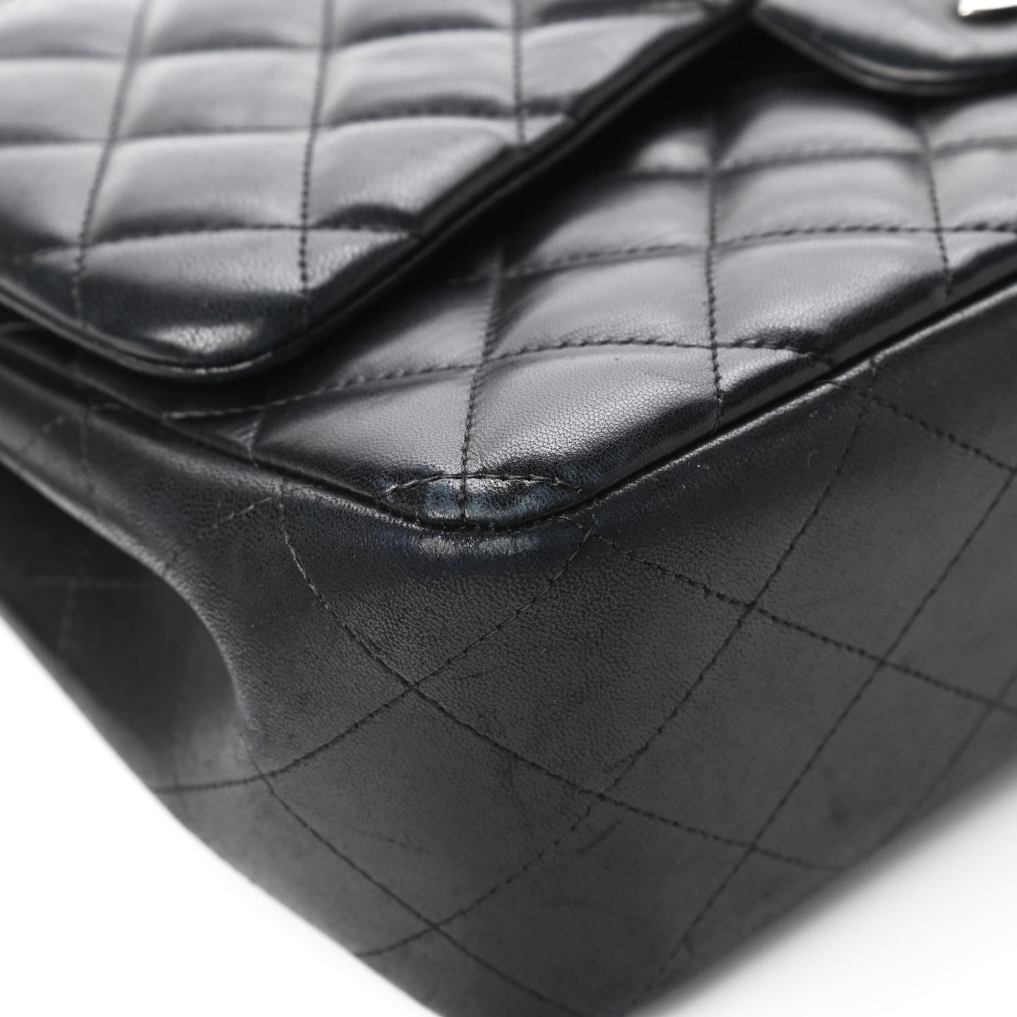 Lambskin Quilted Jumbo Double Flap Black
