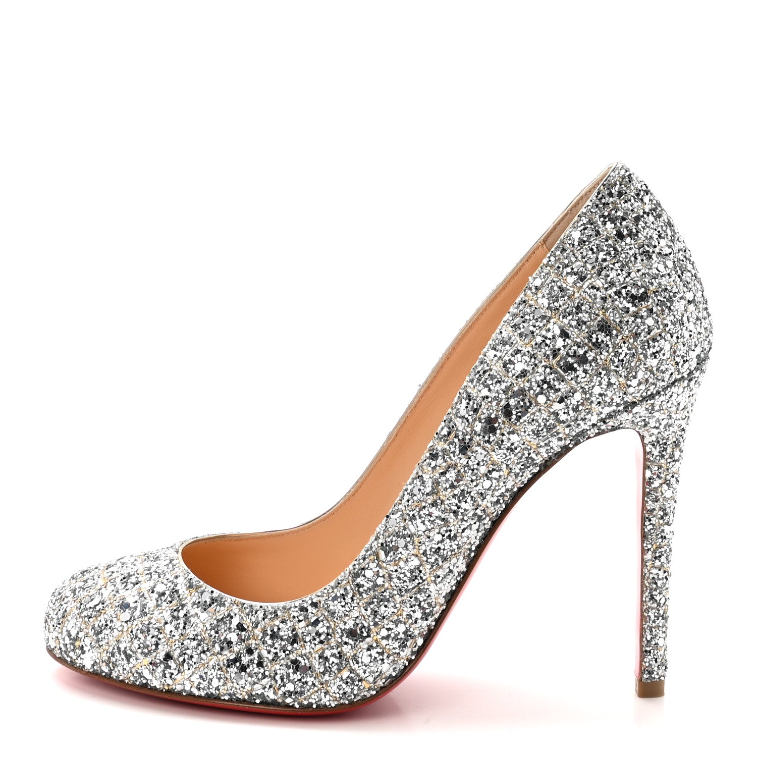 Christian Louboutin Glitter Canvas Aliglitter Fifille 100 Pumps 37 Silver 1 of 9