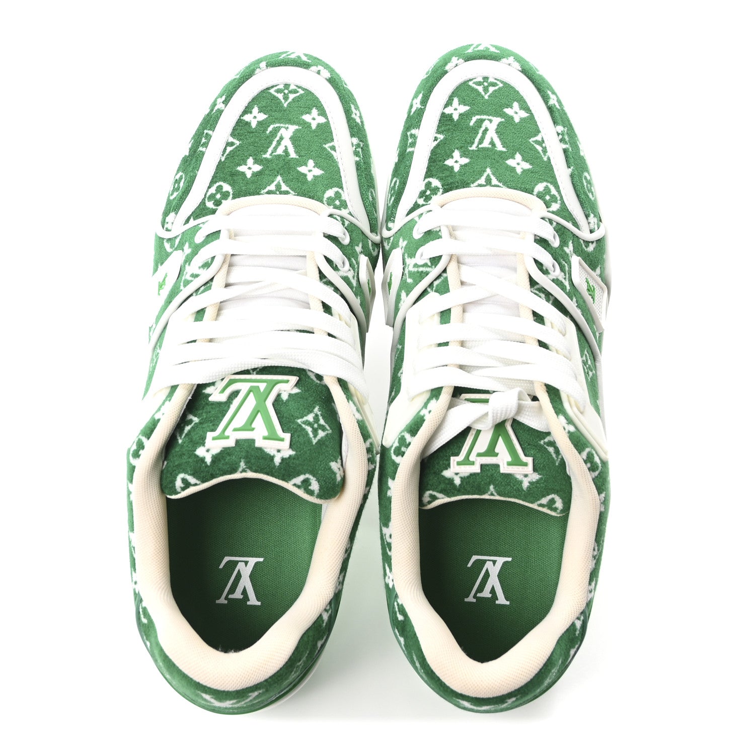Louis Vuitton Jacquard Velvet Monogram Mens LV Trainer Sneakers 9 Vert 2 of 9