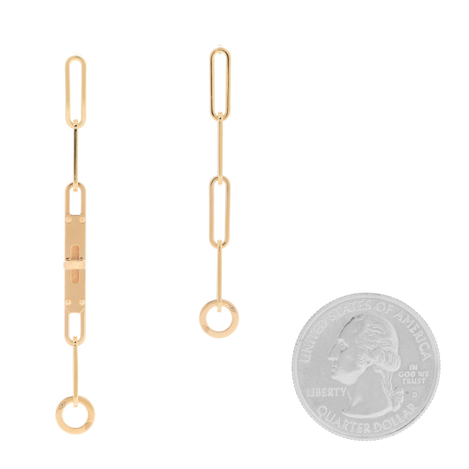 Hermes 18K Yellow Gold TPM Kelly Chaine Earrings 2 of 6