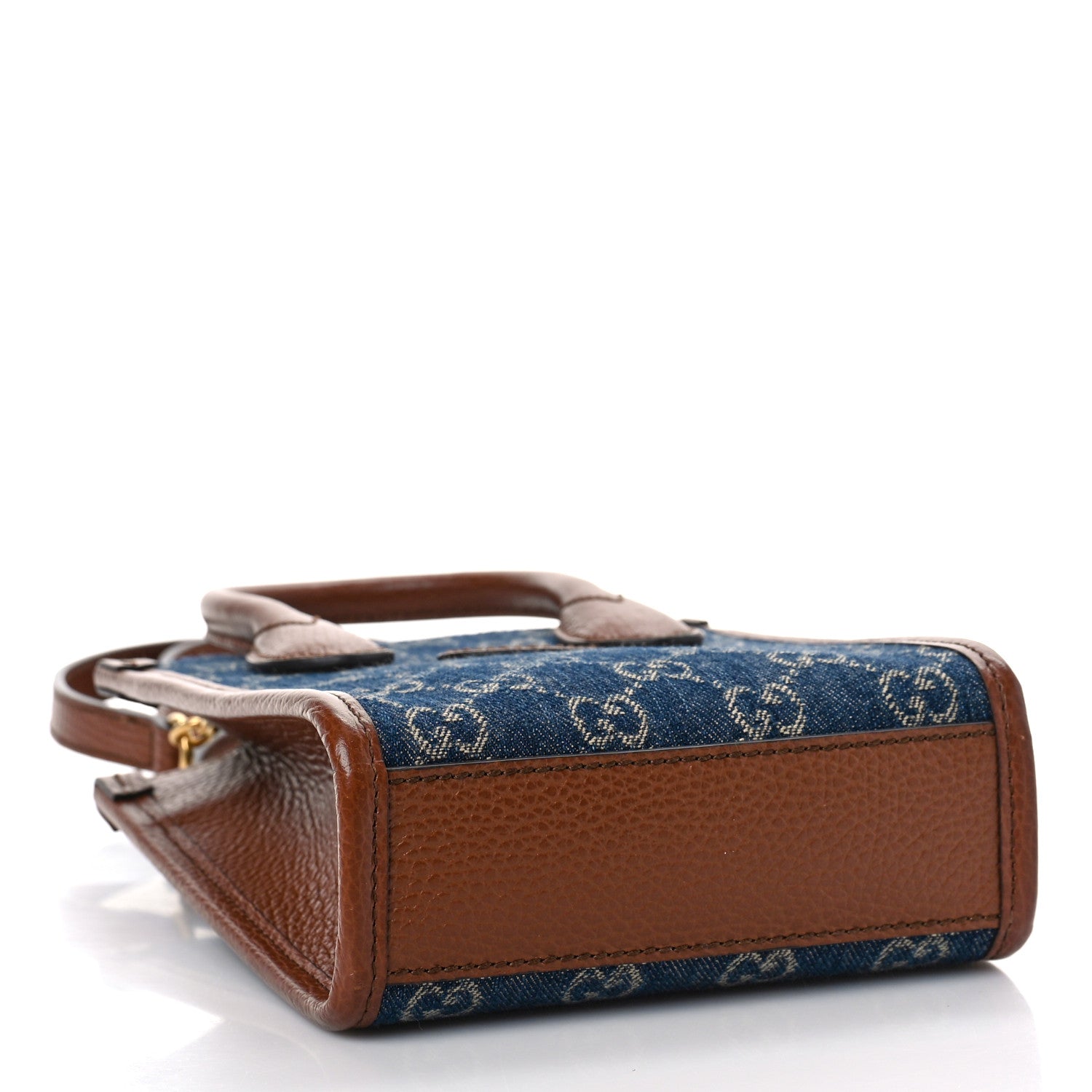 Gucci New Denim GG Monogram Dollar Calfskin Mini Retro Interlocking G Tote Bag Blue Tea Cuir Epilog 5 of 10