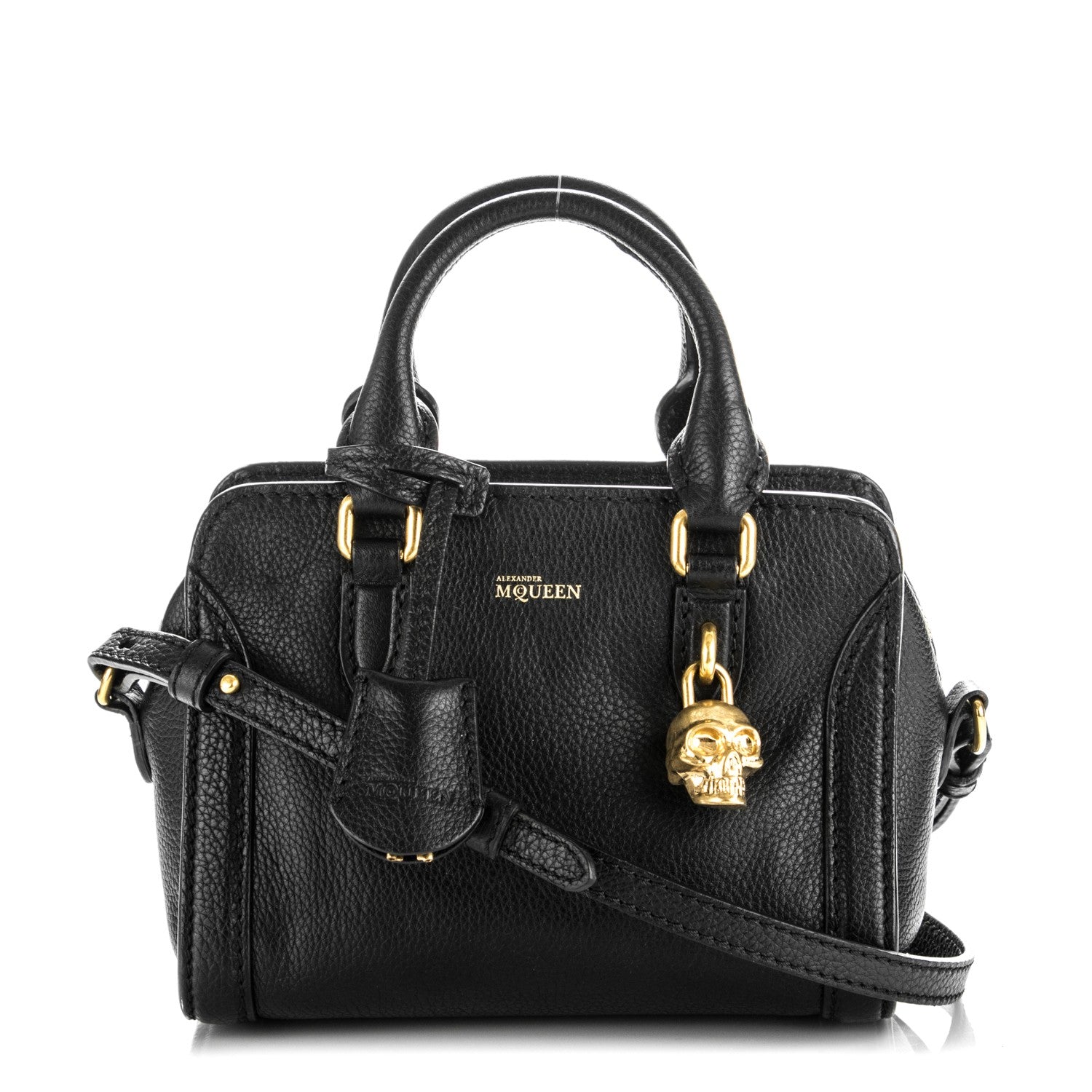 Alexander McQueen Pebbled Calfskin Mini Padlock Tote Black 1 of 8