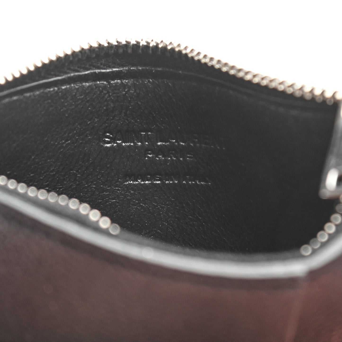 Grained Calfskin 5 Fragments Zip Pouch Card Holder Black