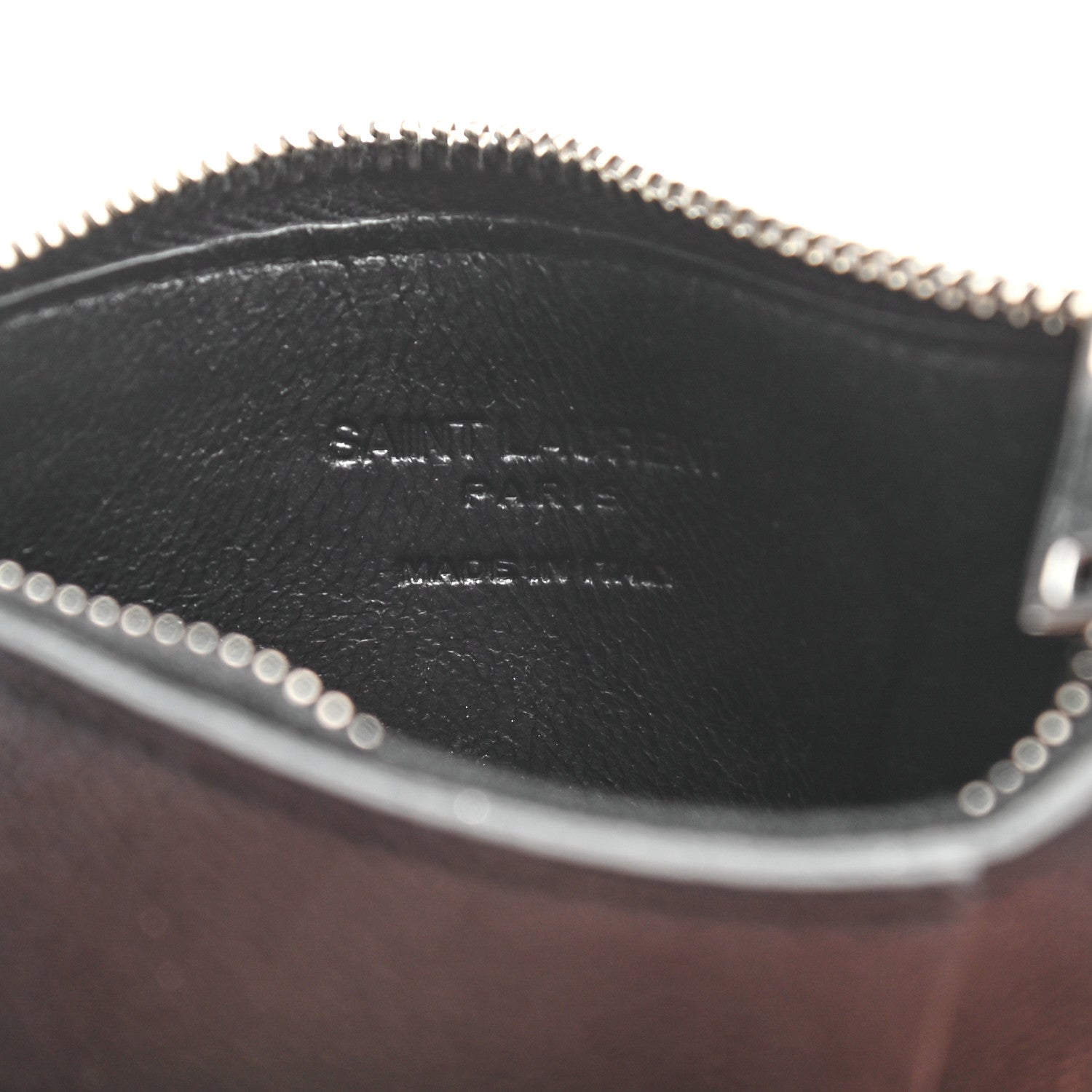Saint Laurent Grained Calfskin 5 Fragments Zip Pouch Card Holder Black 7 of 8