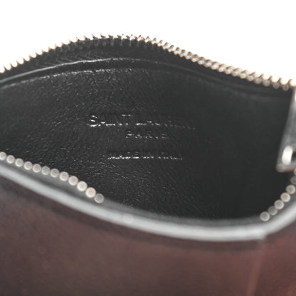 Saint Laurent Grained Calfskin 5 Fragments Zip Pouch Card Holder Black 7 of 8