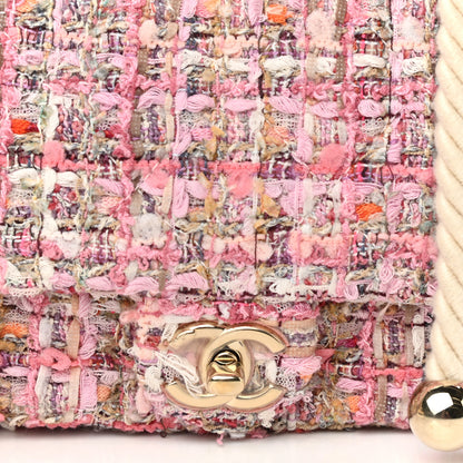 Chanel Tweed Mini Pearl Handle Flap Pink Beige Orange Ecru 8 of 10