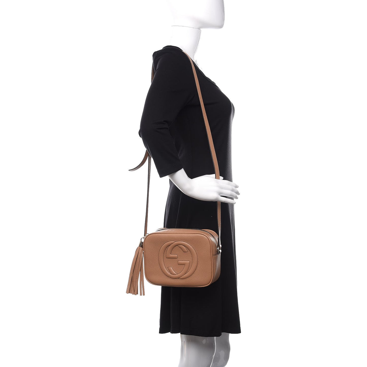 Pebbled Calfskin Small Soho Disco Bag Rose Beige