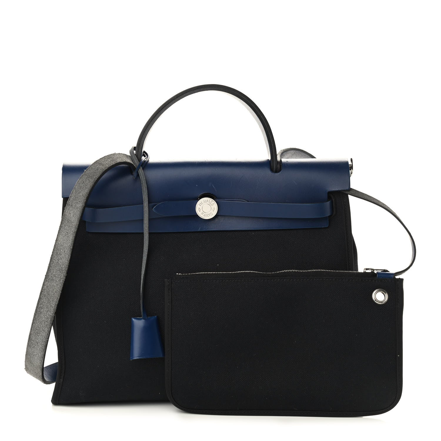 Hermes Vache Hunter Toile Herbag Zip 31 PM Bleu Saphir Black 1 of 10