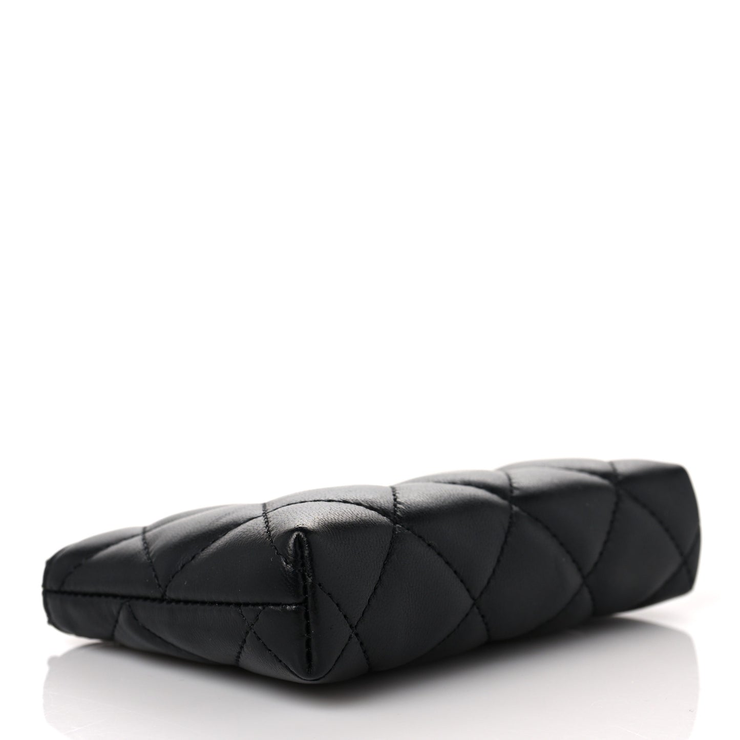 Lambskin Quilted Key Holder Case Black