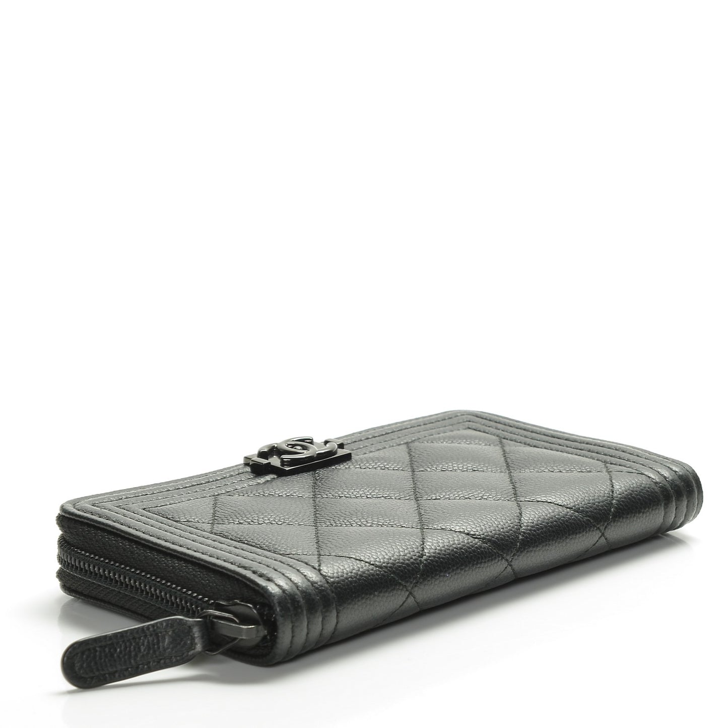Caviar Quilted Small Boy Zip Around Wallet So Black