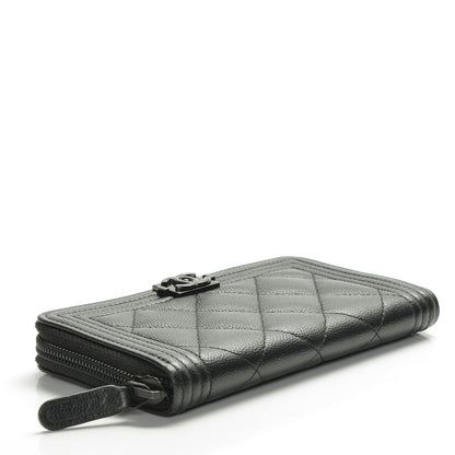 Chanel Caviar Quilted Small Boy Zip Around Wallet So Black 4 of 8